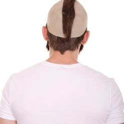 HPO Fighter Game Wig | Mens Short Length Brown Straight Mohawk And Beard Cosplay Wig Men's 12 HPO Fighter Game Wig | Mens Short Length Brown Straight Mohawk And Beard Cosplay Wig Men's