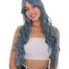 HPO 25' Long Curly Womens Wig | Blue Halloween Wig | Premium Breathable Capless Cap Women's