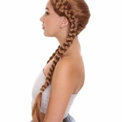 HPO Men's Long Braided Womens Wig | Brown Wig | Premium Breathable Capless Cap