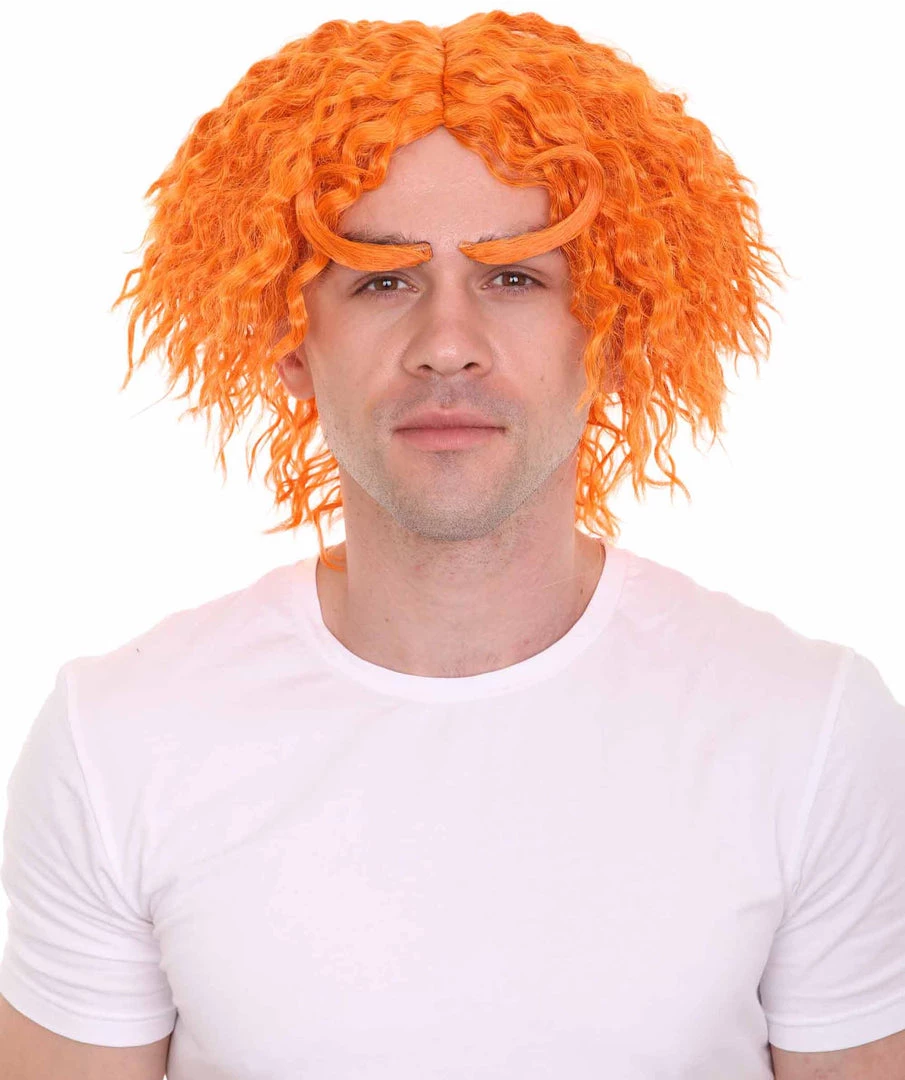 HPO Men Curly Short Orange Wig | Premium Breathable Capless Cap Men's 1 HPO Men Curly Short Orange Wig | Premium Breathable Capless Cap Men's