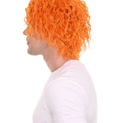 HPO Men Curly Short Orange Wig | Premium Breathable Capless Cap Men's 11 HPO Men Curly Short Orange Wig | Premium Breathable Capless Cap Men's