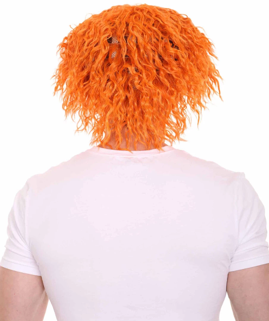 HPO Men Curly Short Orange Wig | Premium Breathable Capless Cap Men's 4 HPO Men Curly Short Orange Wig | Premium Breathable Capless Cap Men's