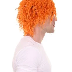 HPO Men Curly Short Orange Wig | Premium Breathable Capless Cap Men's 13 HPO Men Curly Short Orange Wig | Premium Breathable Capless Cap Men's