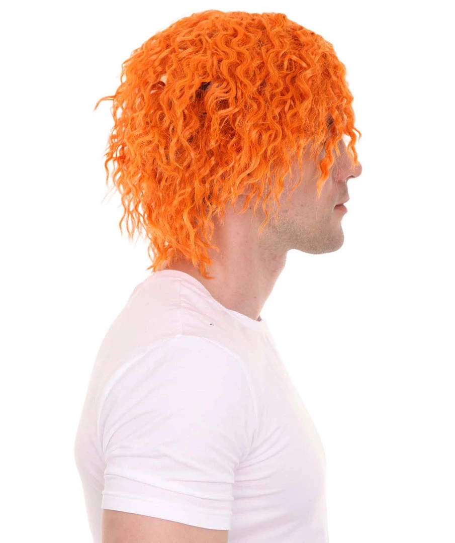 HPO Men Curly Short Orange Wig | Premium Breathable Capless Cap Men's 5 HPO Men Curly Short Orange Wig | Premium Breathable Capless Cap Men's