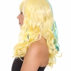 HPO Womens Clown Girl Wig | Two Toned Yellow Green Wig | Premium Breathable Capless Cap 13 HPO Womens Clown Girl Wig | Two Toned Yellow Green Wig | Premium Breathable Capless Cap