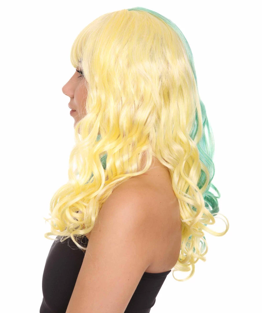 HPO Womens Clown Girl Wig | Two Toned Yellow Green Wig | Premium Breathable Capless Cap 4 HPO Womens Clown Girl Wig | Two Toned Yellow Green Wig | Premium Breathable Capless Cap