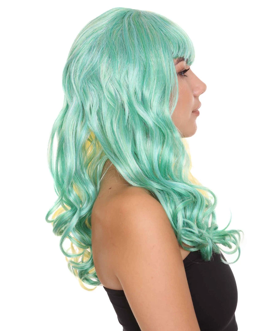 HPO Womens Clown Girl Wig | Two Toned Yellow Green Wig | Premium Breathable Capless Cap 6 HPO Womens Clown Girl Wig | Two Toned Yellow Green Wig | Premium Breathable Capless Cap