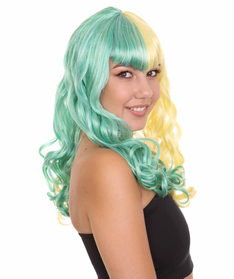 HPO Womens Clown Girl Wig | Two Toned Yellow Green Wig | Premium Breathable Capless Cap 7 HPO Womens Clown Girl Wig | Two Toned Yellow Green Wig | Premium Breathable Capless Cap