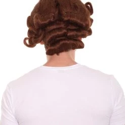 HPO Colonial Mens Judge Wigs | Brown Historical Wig | Premium Breathable Capless Cap