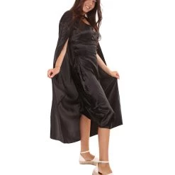 HPO Adult Women's Costume For Cosplay Game Of Thrones Dragon Queen Black Dress With Cloak