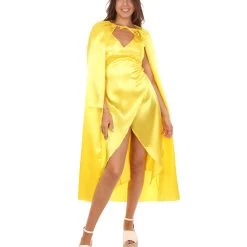 HPO Adult Women's Costume For Cosplay Game Of Thrones Dragon Queen Gold Dress With Cloak