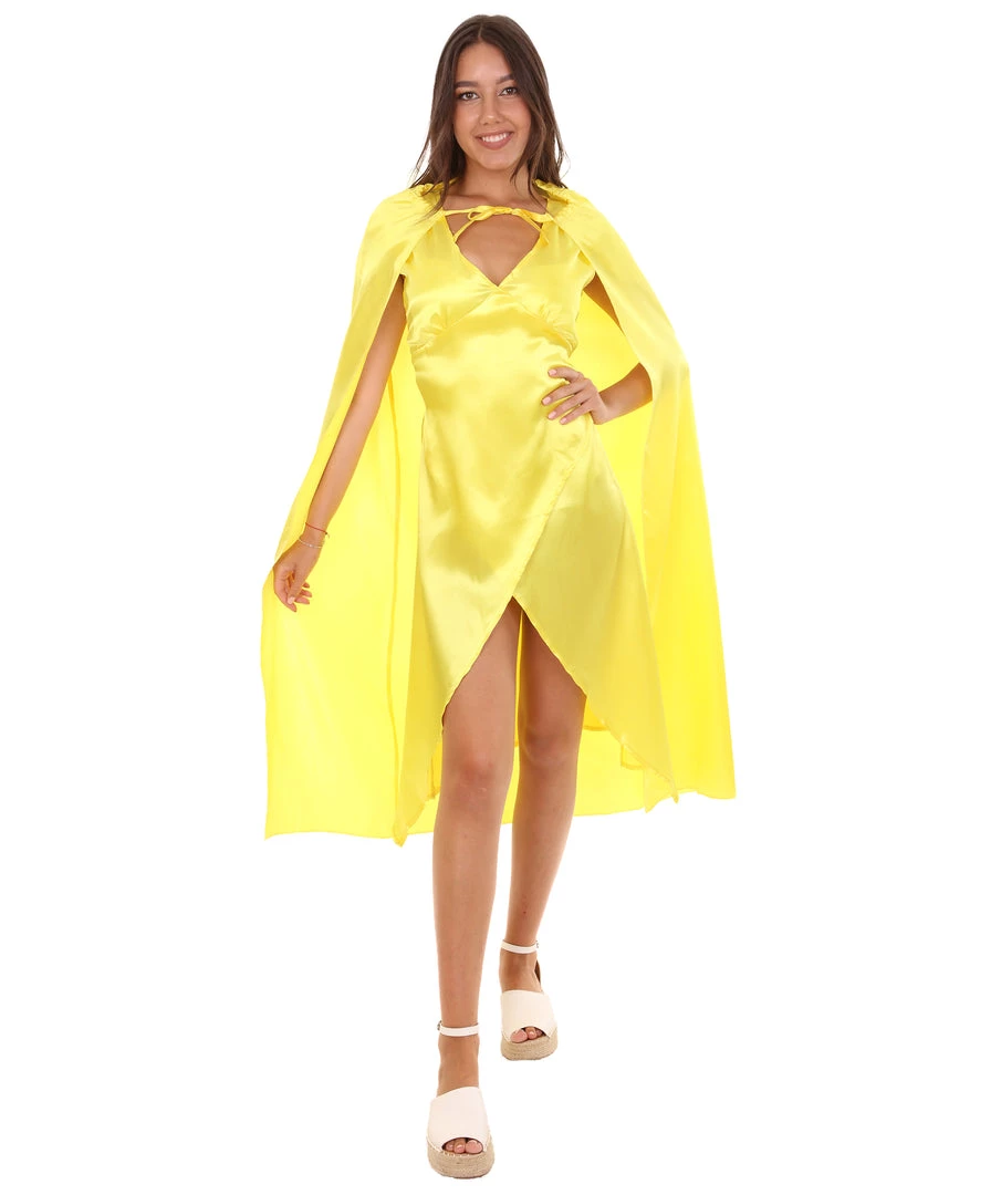 HPO Adult Women's Costume For Cosplay Game Of Thrones Dragon Queen Yellow Dress With Cloak 2 HPO Adult Women's Costume For Cosplay Game Of Thrones Dragon Queen Yellow Dress With Cloak