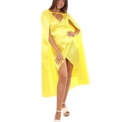 HPO Adult Women's Costume For Cosplay Game Of Thrones Dragon Queen Yellow Dress With Cloak 14 HPO Adult Women's Costume For Cosplay Game Of Thrones Dragon Queen Yellow Dress With Cloak