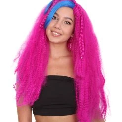 HPO Monster Womens Wig | Neon Fucasia Long Wig | Premium Breathable Capless Cap Men's