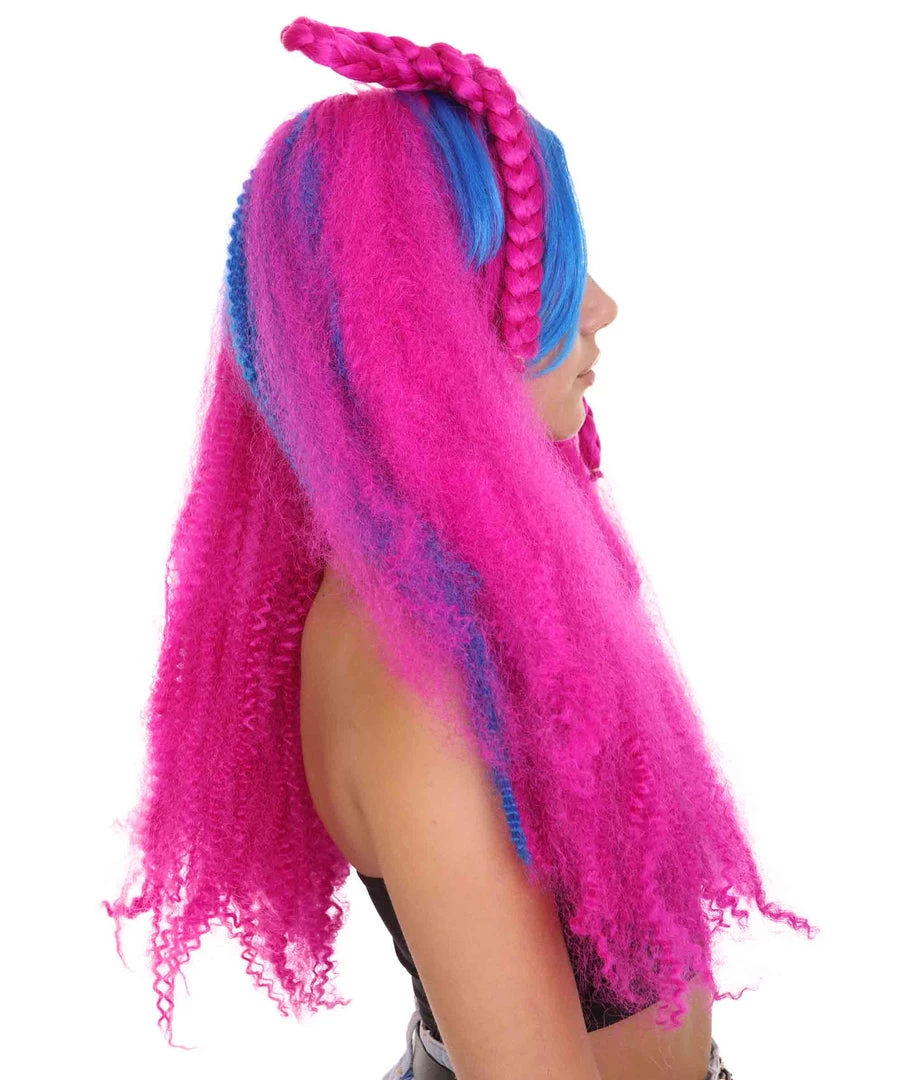 HPO Monster Womens Wig | Neon Fucasia Long Wig | Premium Breathable Capless Cap Men's 6 HPO Monster Womens Wig | Neon Fucasia Long Wig | Premium Breathable Capless Cap Men's
