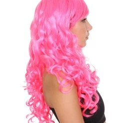 HPO Long Curly Party Pink Womens Wig | Stage Event Party Ready Colorful Wig | Premium Breathable Capless Cap 15 HPO Long Curly Party Pink Womens Wig | Stage Event Party Ready Colorful Wig | Premium Breathable Capless Cap