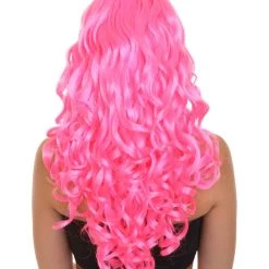 HPO Long Curly Party Pink Womens Wig | Stage Event Party Ready Colorful Wig | Premium Breathable Capless Cap 14 HPO Long Curly Party Pink Womens Wig | Stage Event Party Ready Colorful Wig | Premium Breathable Capless Cap