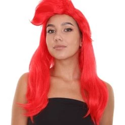 HPO Women's Red Mermaid Womens Wig | Sexy Cosplay Party Halloween Wig | Premium Breathable Capless Cap
