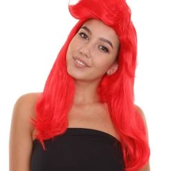 HPO Women's Red Mermaid Womens Wig | Sexy Cosplay Party Halloween Wig | Premium Breathable Capless Cap