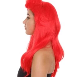 HPO Women's Red Mermaid Womens Wig | Sexy Cosplay Party Halloween Wig | Premium Breathable Capless Cap