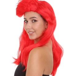 HPO Women's Red Mermaid Womens Wig | Sexy Cosplay Party Halloween Wig | Premium Breathable Capless Cap