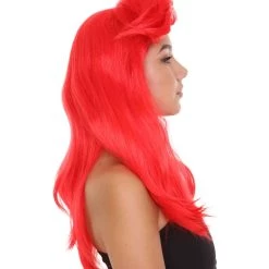 HPO Women's Red Mermaid Womens Wig | Sexy Cosplay Party Halloween Wig | Premium Breathable Capless Cap