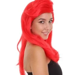 HPO Women's Red Mermaid Womens Wig | Sexy Cosplay Party Halloween Wig | Premium Breathable Capless Cap