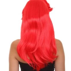 HPO Women's Red Mermaid Womens Wig | Sexy Cosplay Party Halloween Wig | Premium Breathable Capless Cap