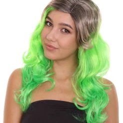 HPO Women's Long Wavy Ombre Green Womens Wig | Fancy Party Event Ready Halloween Wig | Premium Breathable Capless Cap 11 HPO Women's Long Wavy Ombre Green Womens Wig | Fancy Party Event Ready Halloween Wig | Premium Breathable Capless Cap