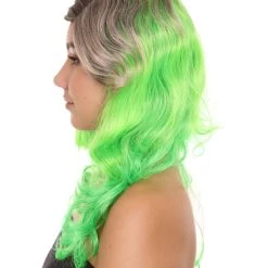HPO Women's Long Wavy Ombre Green Womens Wig | Fancy Party Event Ready Halloween Wig | Premium Breathable Capless Cap 12 HPO Women's Long Wavy Ombre Green Womens Wig | Fancy Party Event Ready Halloween Wig | Premium Breathable Capless Cap
