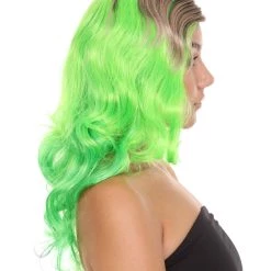 HPO Women's Long Wavy Ombre Green Womens Wig | Fancy Party Event Ready Halloween Wig | Premium Breathable Capless Cap 14 HPO Women's Long Wavy Ombre Green Womens Wig | Fancy Party Event Ready Halloween Wig | Premium Breathable Capless Cap