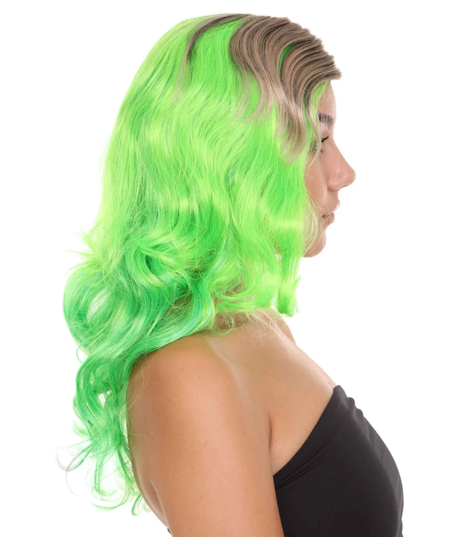 HPO Women's Long Wavy Ombre Green Womens Wig | Fancy Party Event Ready Halloween Wig | Premium Breathable Capless Cap 6 HPO Women's Long Wavy Ombre Green Womens Wig | Fancy Party Event Ready Halloween Wig | Premium Breathable Capless Cap