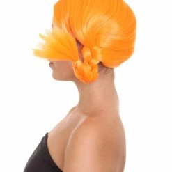 HPO Famous Braid Womens Wig | Neon Orange Braided Fancy Cosplay Halloween Wig | Premium Breathable Capless Cap Men's