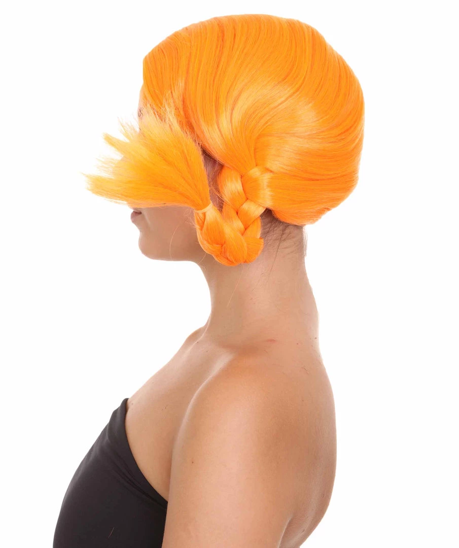 HPO Famous Braid Womens Wig | Neon Orange Braided Fancy Cosplay Halloween Wig | Premium Breathable Capless Cap Men's 2 HPO Famous Braid Womens Wig | Neon Orange Braided Fancy Cosplay Halloween Wig | Premium Breathable Capless Cap Men's