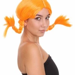HPO Famous Braid Womens Wig | Neon Orange Braided Fancy Cosplay Halloween Wig | Premium Breathable Capless Cap Men's 12 HPO Famous Braid Womens Wig | Neon Orange Braided Fancy Cosplay Halloween Wig | Premium Breathable Capless Cap Men's