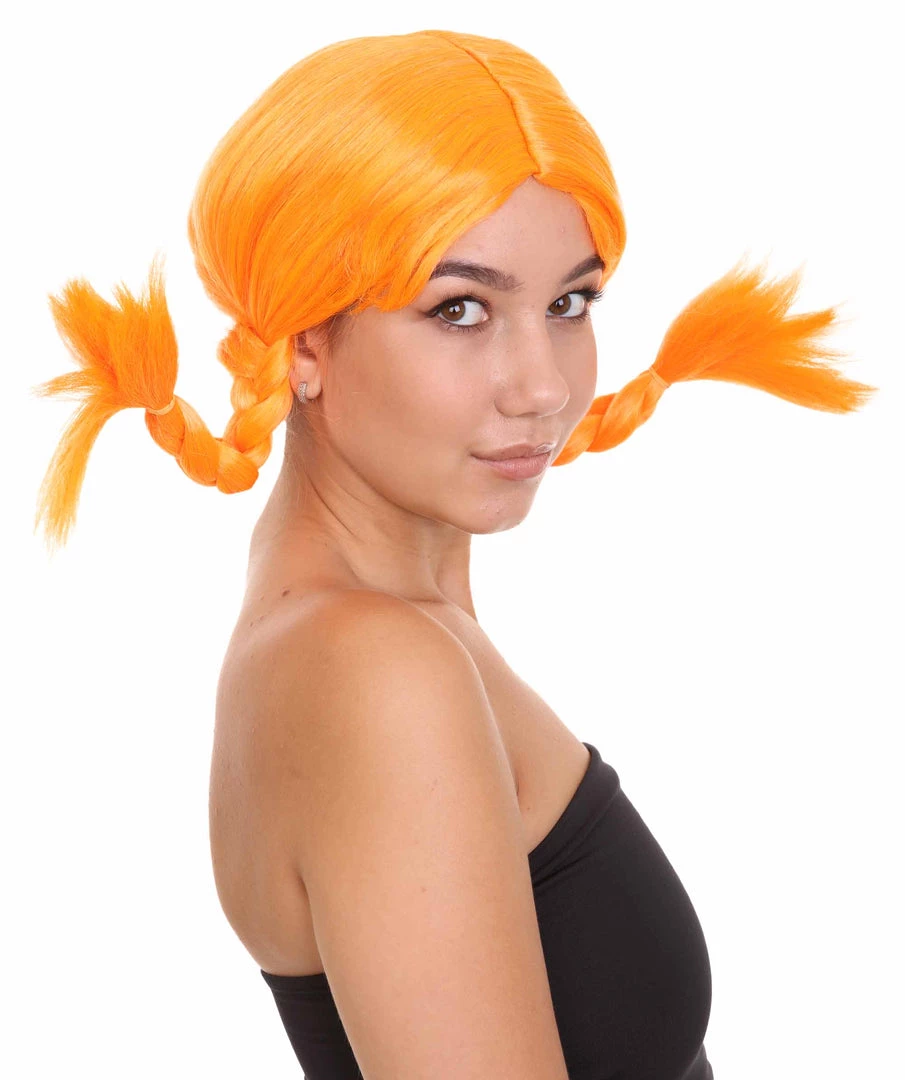 HPO Famous Braid Womens Wig | Neon Orange Braided Fancy Cosplay Halloween Wig | Premium Breathable Capless Cap Men's 5 HPO Famous Braid Womens Wig | Neon Orange Braided Fancy Cosplay Halloween Wig | Premium Breathable Capless Cap Men's
