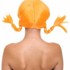 HPO Famous Braid Womens Wig | Neon Orange Braided Fancy Cosplay Halloween Wig | Premium Breathable Capless Cap Men's 10 HPO Famous Braid Womens Wig | Neon Orange Braided Fancy Cosplay Halloween Wig | Premium Breathable Capless Cap Men's