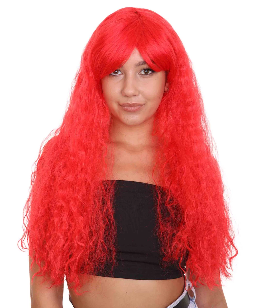 HPO Men's Red Curly Womens Wig | Long Party Ready Fancy Cosplay Halloween Wig | Premium Breathable Capless Cap 2 HPO Men's Red Curly Womens Wig | Long Party Ready Fancy Cosplay Halloween Wig | Premium Breathable Capless Cap