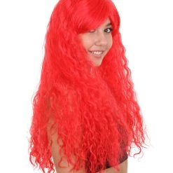 HPO Men's Red Curly Womens Wig | Long Party Ready Fancy Cosplay Halloween Wig | Premium Breathable Capless Cap 14 HPO Men's Red Curly Womens Wig | Long Party Ready Fancy Cosplay Halloween Wig | Premium Breathable Capless Cap