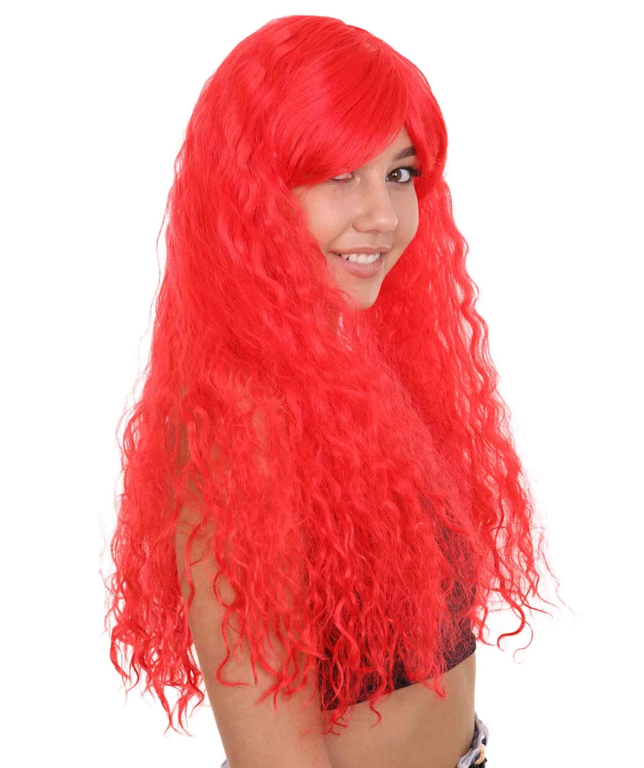 HPO Men's Red Curly Womens Wig | Long Party Ready Fancy Cosplay Halloween Wig | Premium Breathable Capless Cap 6 HPO Men's Red Curly Womens Wig | Long Party Ready Fancy Cosplay Halloween Wig | Premium Breathable Capless Cap