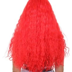 HPO Men's Red Curly Womens Wig | Long Party Ready Fancy Cosplay Halloween Wig | Premium Breathable Capless Cap 12 HPO Men's Red Curly Womens Wig | Long Party Ready Fancy Cosplay Halloween Wig | Premium Breathable Capless Cap