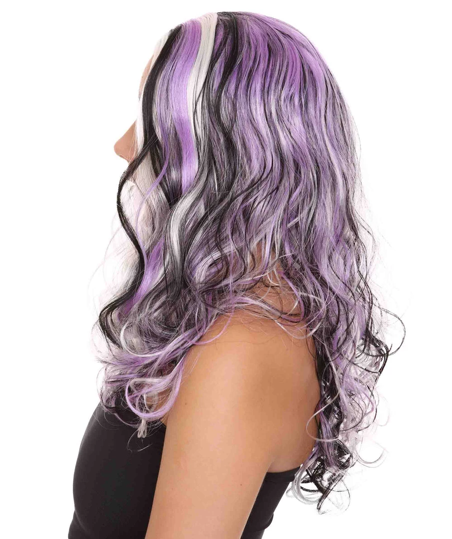HPO Men's Long Curly Purple Ombre Womens Wig | Stage Event Party Ready Colorful Wig | Premium Breathable Capless Cap 3 HPO Men's Long Curly Purple Ombre Womens Wig | Stage Event Party Ready Colorful Wig | Premium Breathable Capless Cap