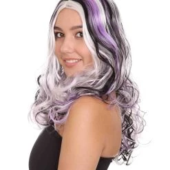 HPO Men's Long Curly Purple Ombre Womens Wig | Stage Event Party Ready Colorful Wig | Premium Breathable Capless Cap