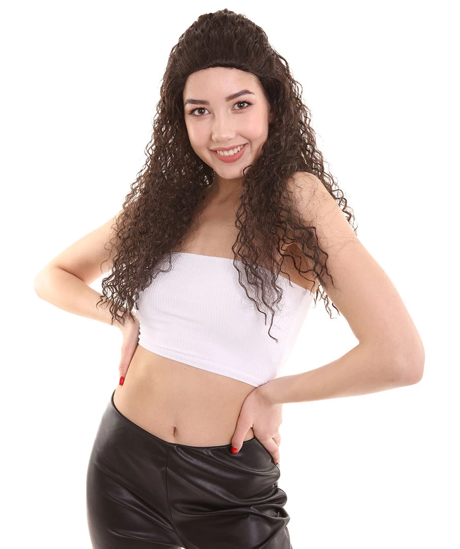 HPO Womens Adult Princess Curly Wig | Brown TV/Movie Wigs | Premium Breathable Capless Cap 2 HPO Womens Adult Princess Curly Wig | Brown TV/Movie Wigs | Premium Breathable Capless Cap