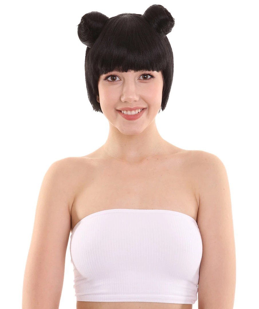 HPO Womens Singer Two Buns Wig | Black Celebrity Wigs | Premium Breathable Capless Cap 1 HPO Womens Singer Two Buns Wig | Black Celebrity Wigs | Premium Breathable Capless Cap