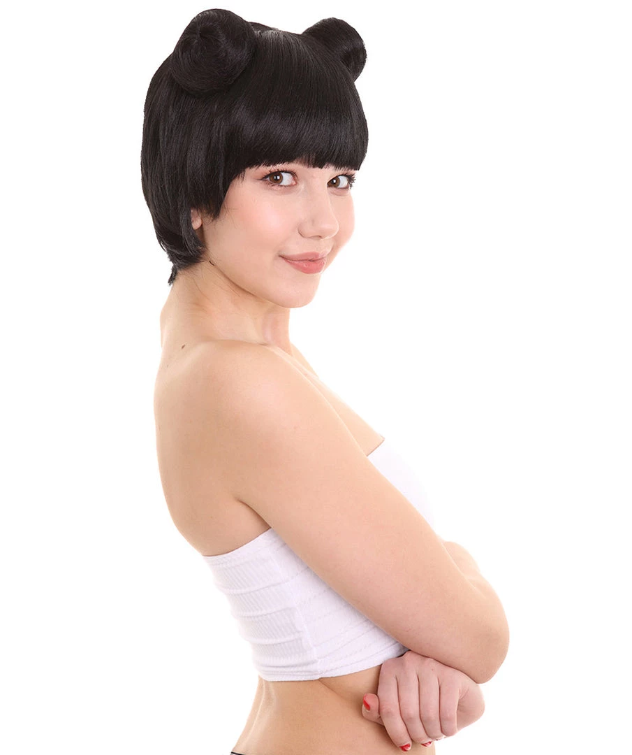 HPO Womens Singer Two Buns Wig | Black Celebrity Wigs | Premium Breathable Capless Cap 3 HPO Womens Singer Two Buns Wig | Black Celebrity Wigs | Premium Breathable Capless Cap