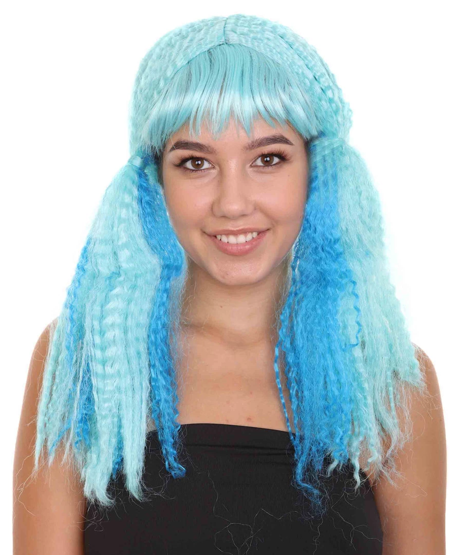 HPO Blue Mix Color Doll Womens Wig | Long Cosplay Halloween Wig | Premium Breathable Capless Cap Women's 1 HPO Blue Mix Color Doll Womens Wig | Long Cosplay Halloween Wig | Premium Breathable Capless Cap Women's