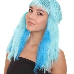 HPO Blue Mix Color Doll Womens Wig | Long Cosplay Halloween Wig | Premium Breathable Capless Cap Women's