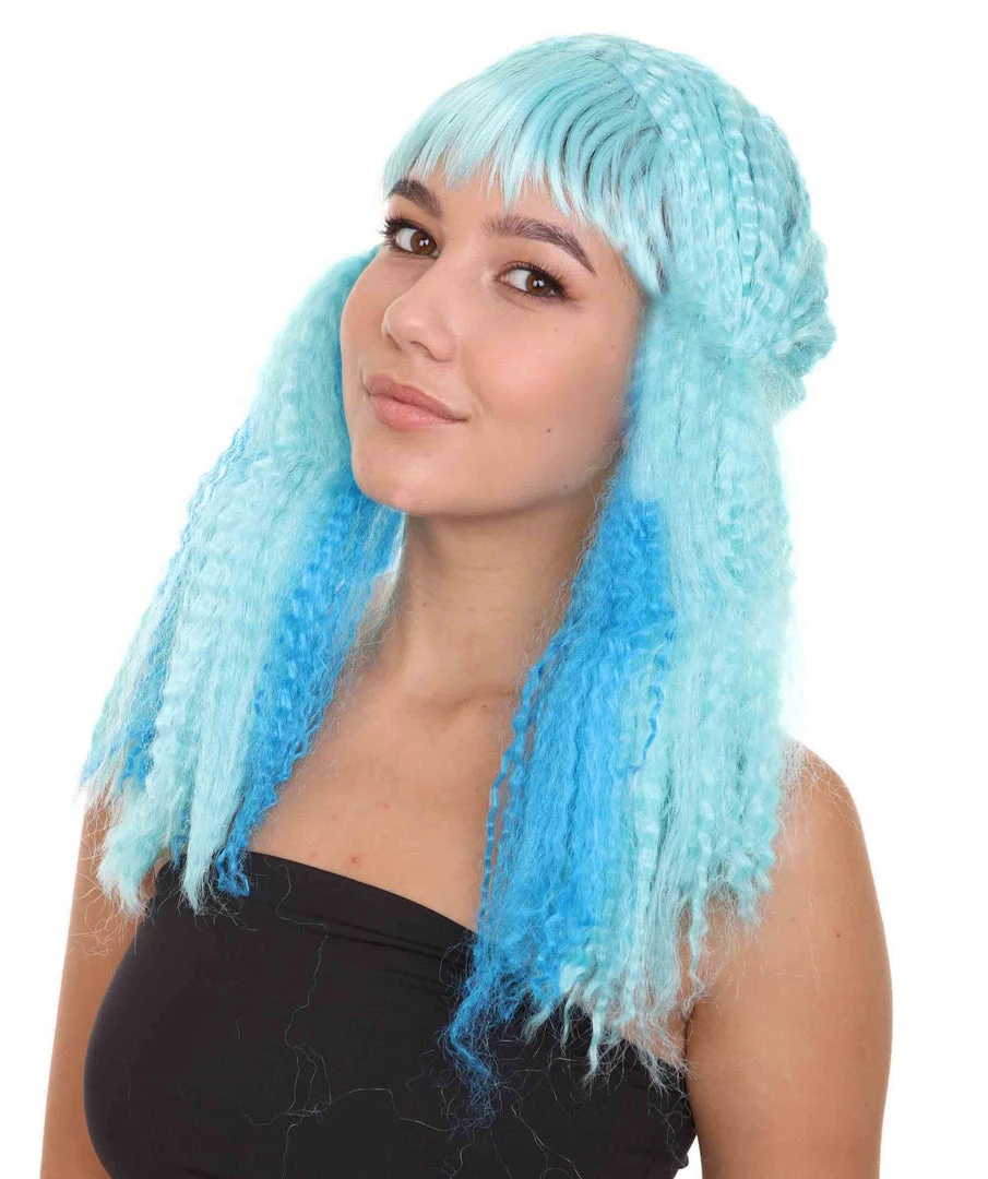 HPO Blue Mix Color Doll Womens Wig | Long Cosplay Halloween Wig | Premium Breathable Capless Cap Women's 2 HPO Blue Mix Color Doll Womens Wig | Long Cosplay Halloween Wig | Premium Breathable Capless Cap Women's