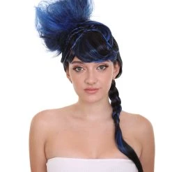 HPO Women's Navy Blue Braided Cosplay Womens Wig | TV/Movie Fancy Cosplay Halloween Wig | Premium Breathable Capless Cap